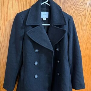 Old Navy Black Peacoat with Double Breasted Design and Wide Lapel